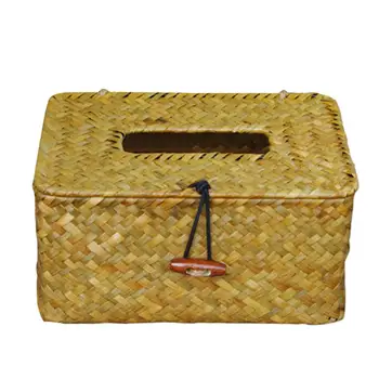 

Hot Vintage Handcraft Straw Woven Tissue Box Napkin Holder Organizer Home Decor