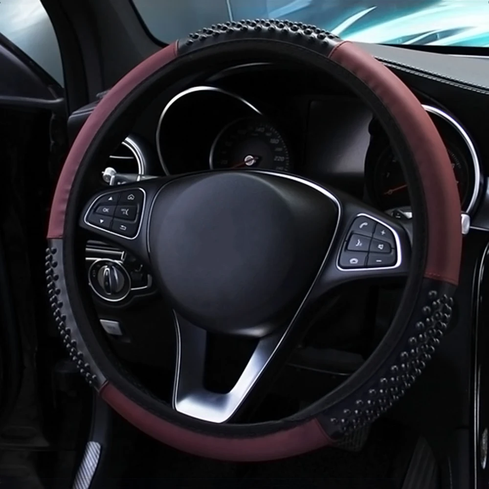 FORAUTO чехол рулевого колеса автомобиля против скольжения из искусственной кожи рулевые Чехлы диаметр 37-38 см авто аксессуары для автомобиля-Стайлинг Универсальный