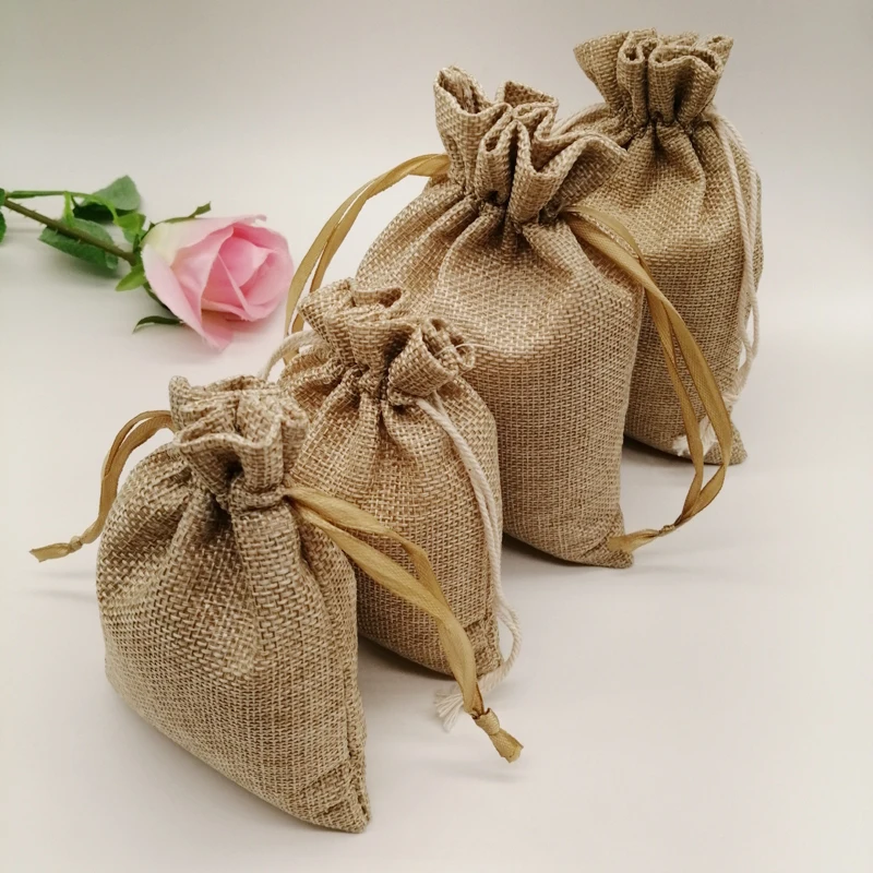 Details about   30pcs Linen Wedding Favors Burlap Gift Pouches Jute Jewelry Bags Drawstring Bags 