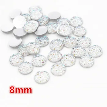 

New Fashion 8mm 40pcs Transparent AB Colors Natural ore Style Flat back Resin Cabochons For Bracelet Earrings accessories-O5-11