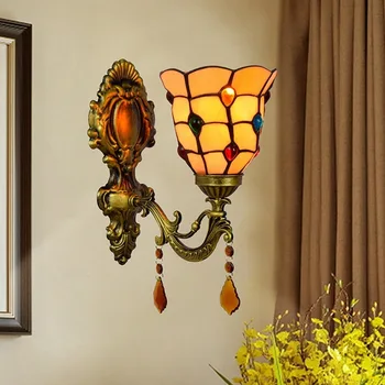 

2020 New Arrival Lamparas De Pared Light Luminaire European Retro Mirror Lamp American Rural Crystal Bedside Wall Aisle Bead