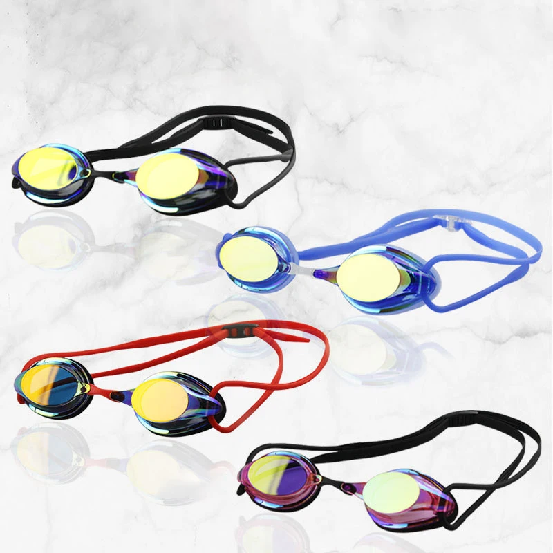 Adults Training Competition Swim Goggles Colour-tinted Mirrored Anti-Fog Swim Glasses Anti-UV Goggles Pool Beach Swim Gift