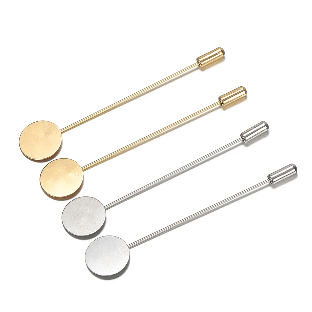 

10pcs Gold/Rhodium Color Brooch Bases 15mm Blanks Tray Setting Long Brooch Bases Decor Accessories DIY Jewelry Making Materials