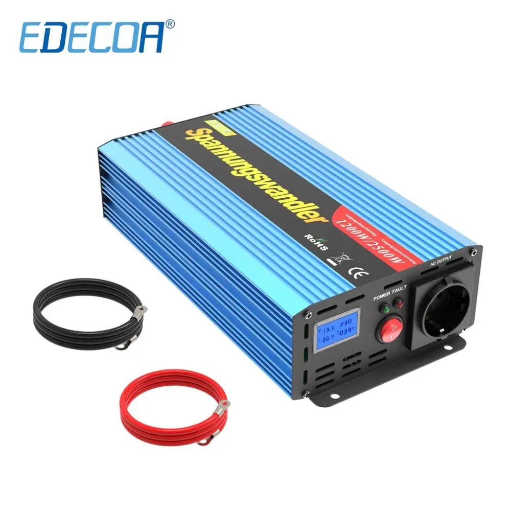 EDECOA 1200 Вт 2500 модифицированный синусоидальный инвертор постоянного тока 12 В в