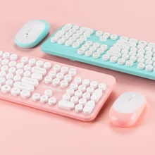 Беспроводная клавиатура с 104 клавишами и мышь, 2,4G, водонепроницаемая полноразмерная клавиатура, мышь, комбинированный набор для ноутбука, ноутбука, настольного ПК для девочек