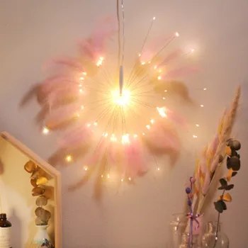 

DIY Fireworks Feather LED Fairy String Light Foldable Battery Powered Gerlyanda Remote Control Garland for Christmas Decoration