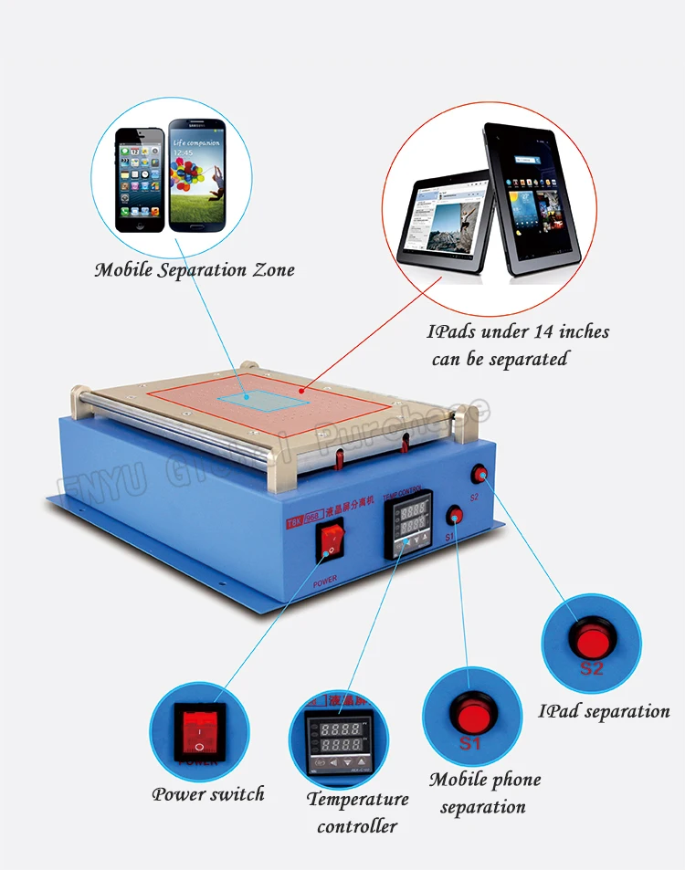  TBK 968 14 inch Manual Separator For smartphone/tablet pc Repair Machine Lcd Touch Screen Glass Sep