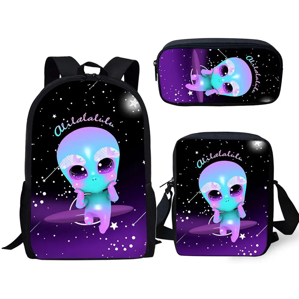 

3Pcs/Set School Bag Kids Baby Cartoon Alien Backpack Children Students Satchel Rucksack Mochila Book Bag 2020 Dropper