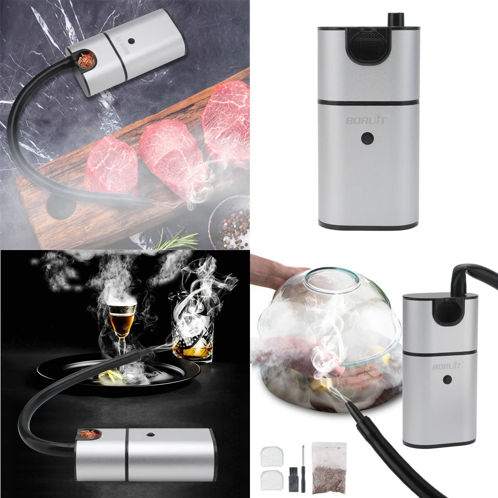 Portable Smoke Infuser Mini Food Smoker for Meat, Cocktail, Drinks, BBQ Handheld Indoor Cold Smoking Gun