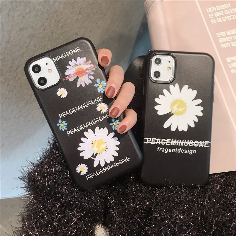 Fashion Brand G dragon peaceminusone x Fragment Daisy phone Case For iphone 6 s 7 8 plus 11 pro X Xs Max Xr soft IMD Cover |
