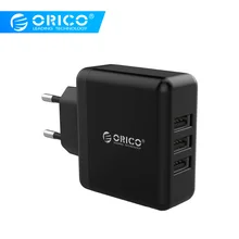 Портативное зарядное устройство ORICO USB для путешествий, настенное зарядное устройство, штепсельная вилка европейского стандарта с 3 usb-портами 5V2. 4A 15 Вт, максимальная Быстрая зарядка для Xiaomi samsung