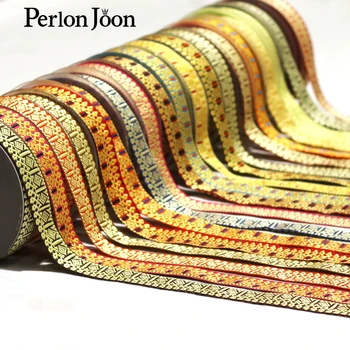 

50yards 2cm Retro ethnic style gold thread polyester Jacquard Webbing braid ribbon for bag apparel decorative accessories ZD018