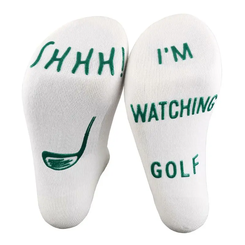 Унисекс хлопок Crew носки забавная Новинка Shhh I Am Watching Golf tv Fans чулочно-носочные изделия