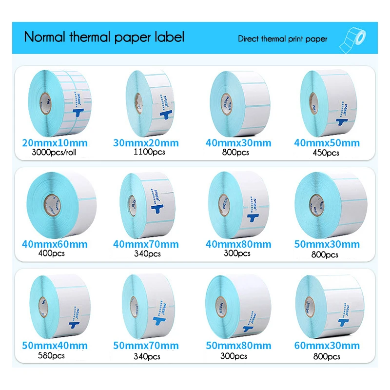 20 30 40 50MM WIDTH Blank White Direct Print Thermal Paper Sticker for Bar  Code SKU Label Price Tag in Roll