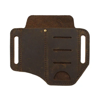 

Leather Sheath for Sheath EDC Pocket Organizer with Key Holder for Flashlight B85A