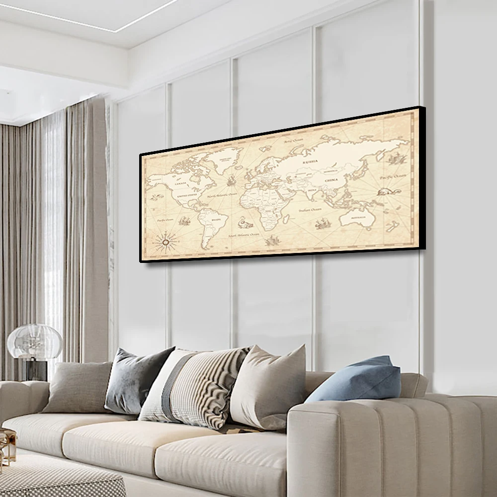 Cassisy Canvas Painting Vintage World Map Ocean Nautical map Art Poster Picture Wall Decor Modern Home Living room Decoration | Дом и сад