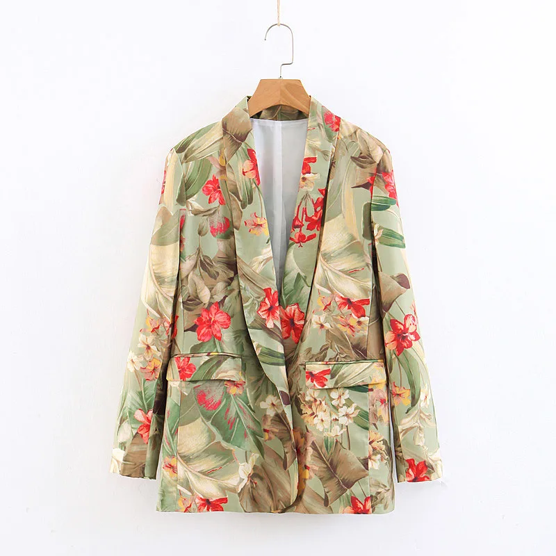 

Western Style Women 2019 Spring Summer Positioning Printed Long-sleeve Suit Floral Jacket