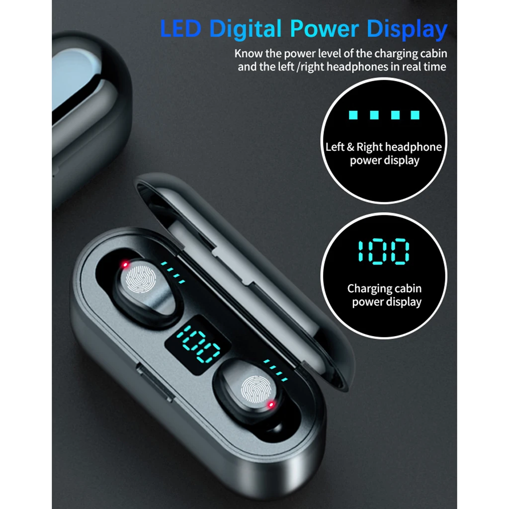 Bluetooth V5.0 Earphones Wireless Headphones With Microphone Sport Waterproof Headsets Earbuds 2200mAh Charging Box For Android