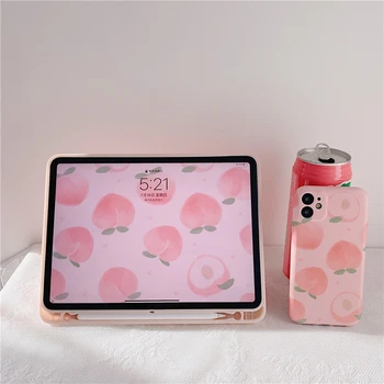 

Cute Peach For iPad AIR 3 10.5 Pro 2020 11 inch Cases 2019 for iPad 2017 2018 Air2 9.7 Mini 5 Cover Capa With Pencil Slot Case
