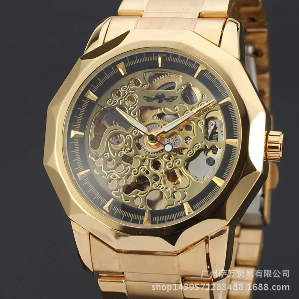 

Winner Automatic Analog Watch MEN'S Watch Steel Belt Back through Hollow out