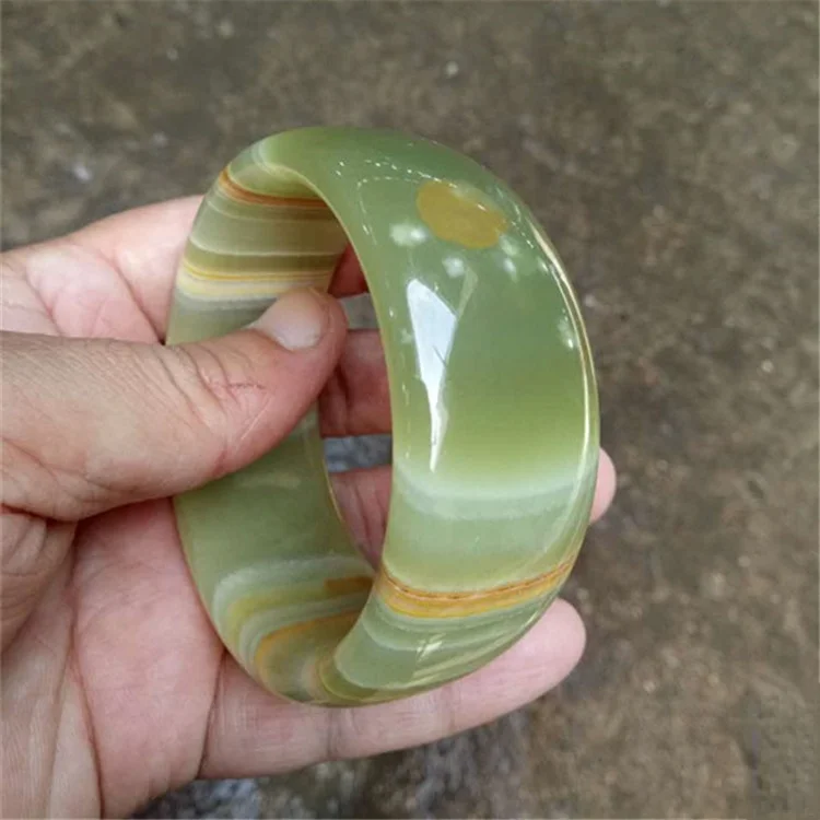 

Hot Selling Afghan Jade Stripe Widen Bracelet Charm Jewellery Women's Hand-Carved Bracelet for Women Men Fashion Accessories