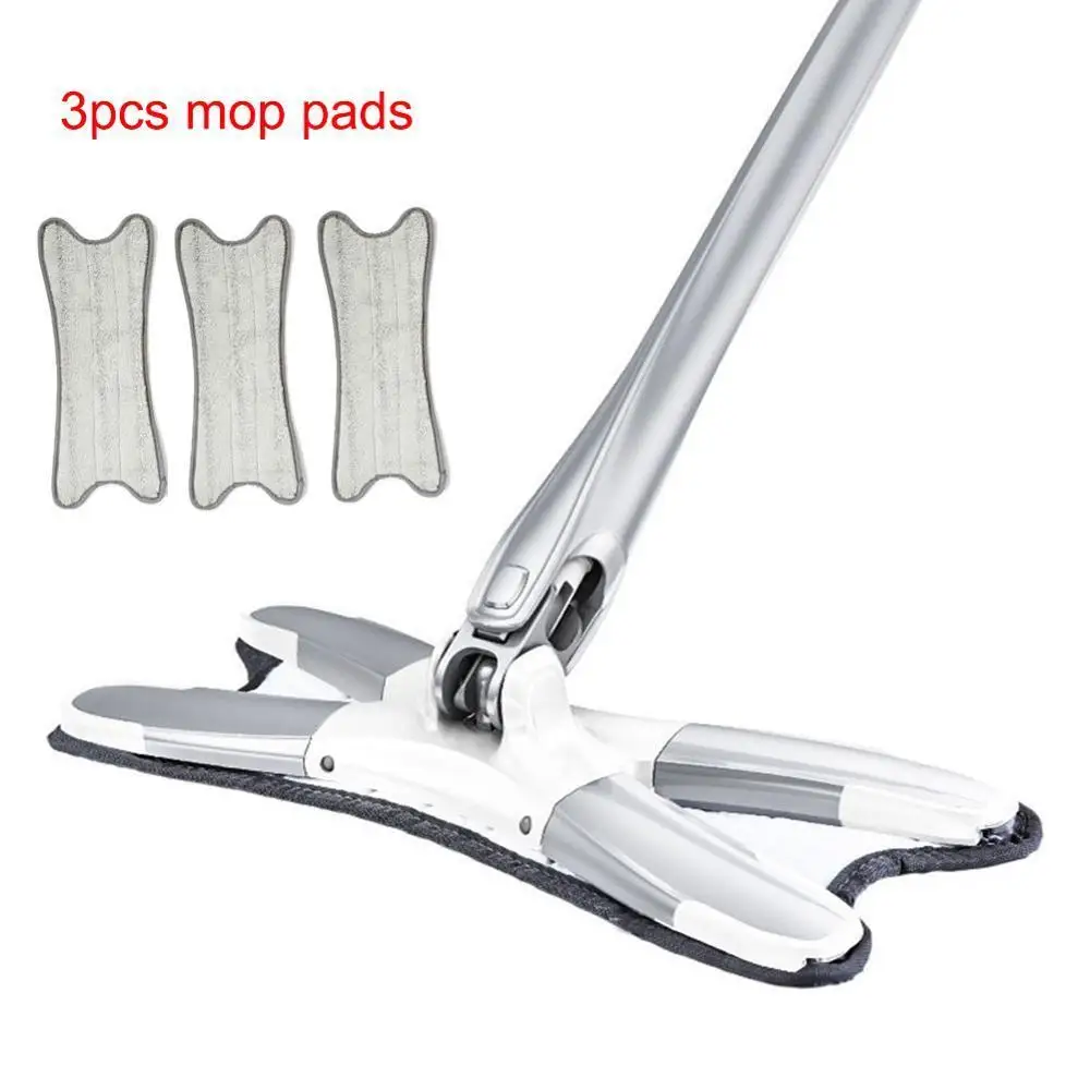 

X-type Microfiber Floor Mop with 3pcs Mop Cloth Replace Hand-free Wash Flat Mop Manual Extrusion Home Cleaning Tools