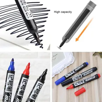 

1pcs Permanent Paint Marker Pen Quick Drying Signature Pen Waterproof Black Ink Pen Students Stationery Supplies Papelaria