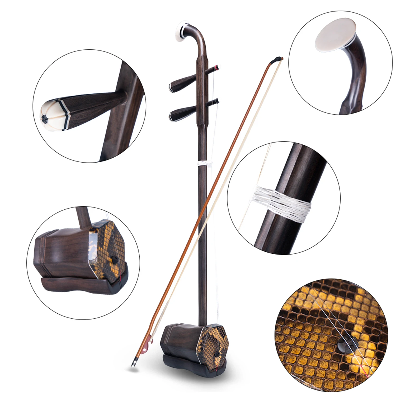 Деревянная китайская 2 струнная скрипка Erhu гирлянда Huqin инструмент из розового