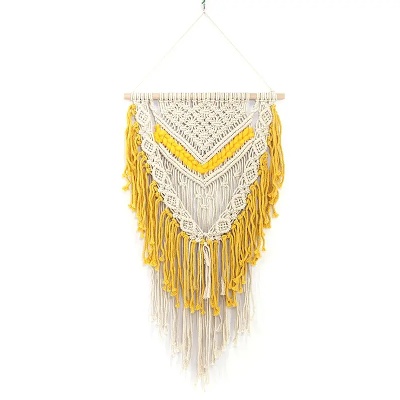

BMBY-Bohemian Macrame Wall Art Handmade Cotton Wall Hanging Elegant Nordic Tapestry With Tassel