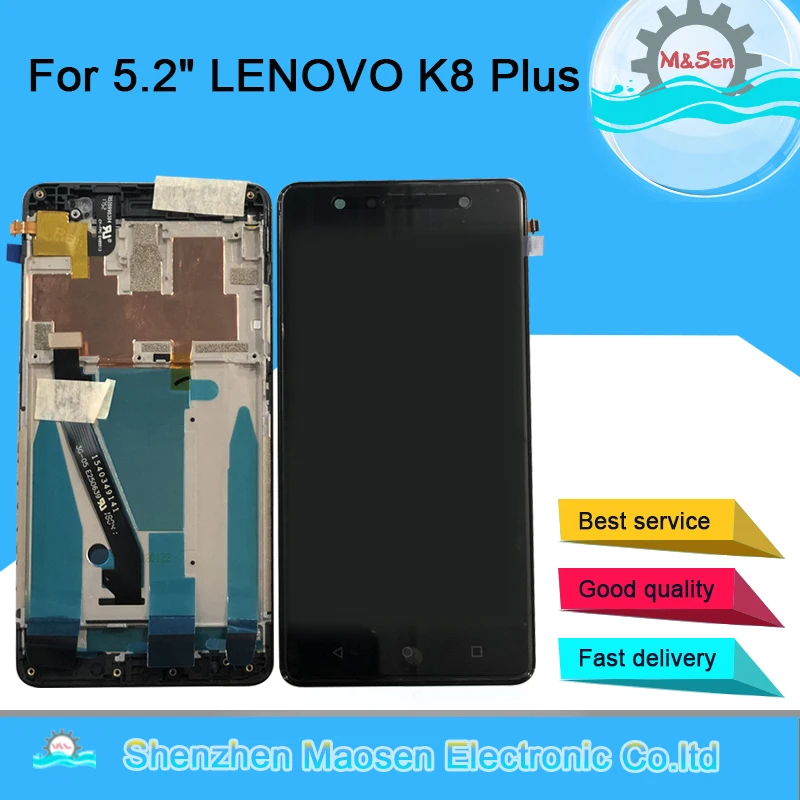 

Original M&Sen For 5.2" LENOVO K8 Plus LCD Display Screen With Frame+Touch Screen Digitizer For 1920*1080 Lenovo K8 Plus Display
