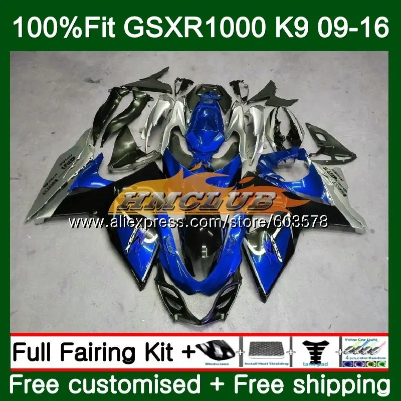 Инъекции для SUZUKI GSXR 1000 09, 10, 11, 12, 13, 14, 15, 16 лет 13CL. 140, серебристый, голубой, K9 GSXR1000 2009 2010 2011 2012 14 обтекатель