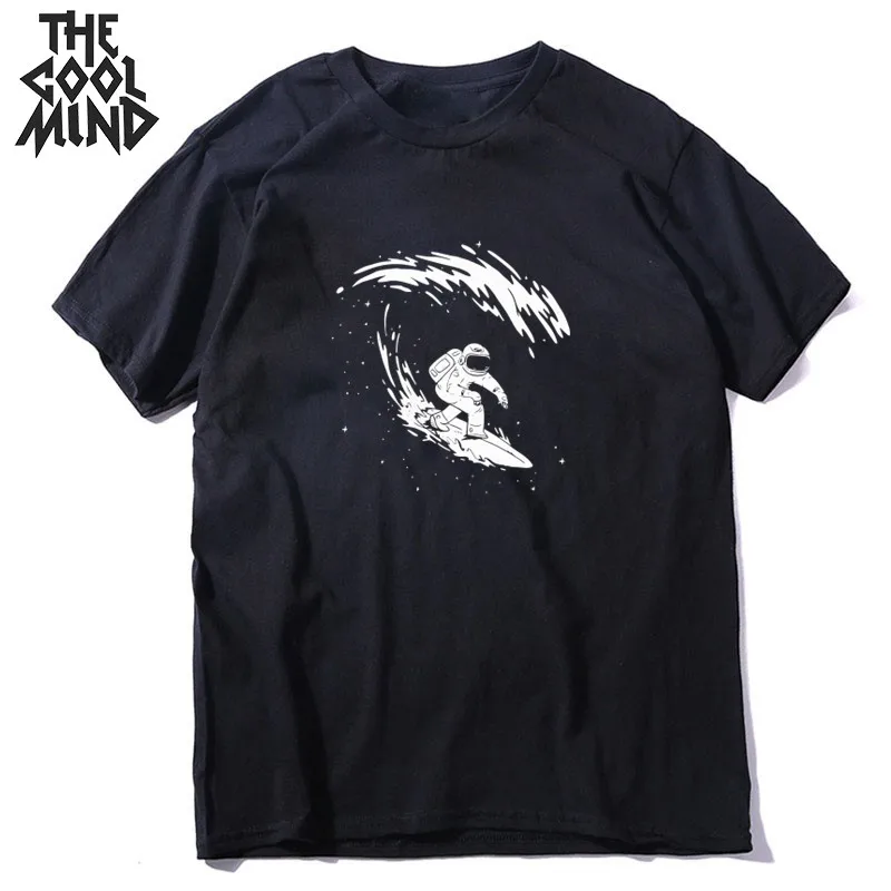 COOLMIND 100% cotton short sleeve space print men tshirt casual loose men t shirt summer o-neck men t-shirt men tee shirt mo0131