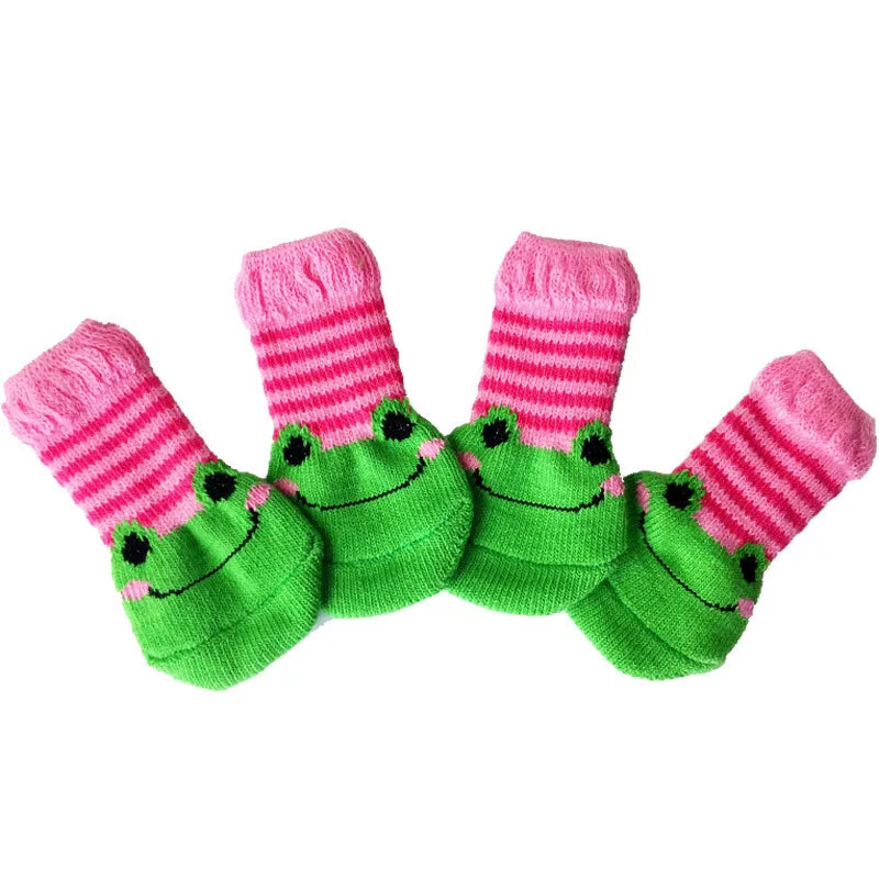 4 Uds perro cachorro gato zapatos zapatillas antideslizante calcetines lindo animal Pet interior para perros pequeños perros gatos botas de nieve Calcetines para perro pequeño