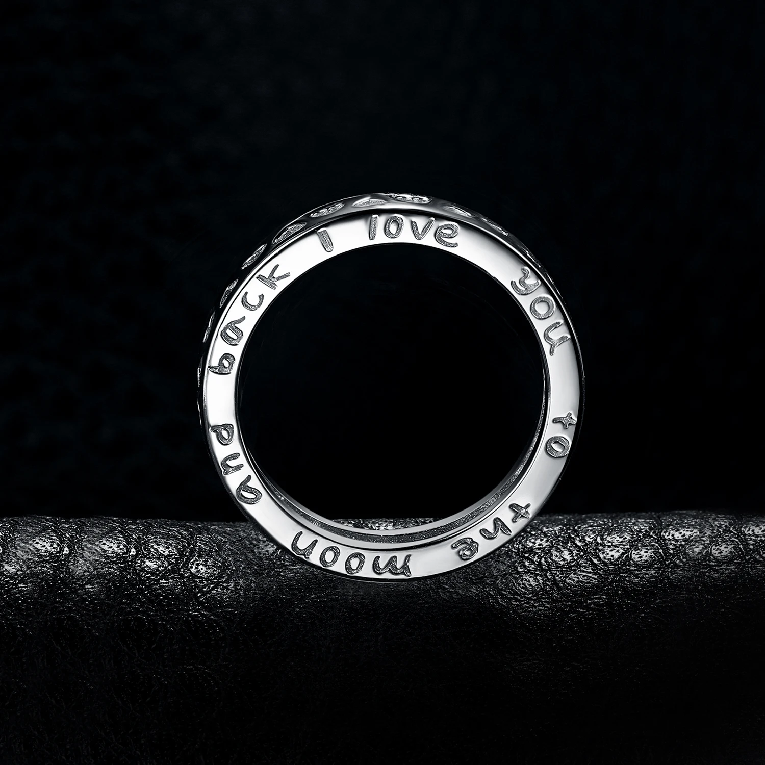 JewelryPalace I Love You To The Moon и сзади набор канала круглый, кубический цирконий вырез в форме сердца модное кольцо 925 пробы серебро