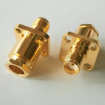 

1X Pcs RF Connector SMA Female plug 4 Hole Flange Chassis Panel Mount Clamp Solder for LMR195 RG58 RG142 RG223 RG400 Cable Brass