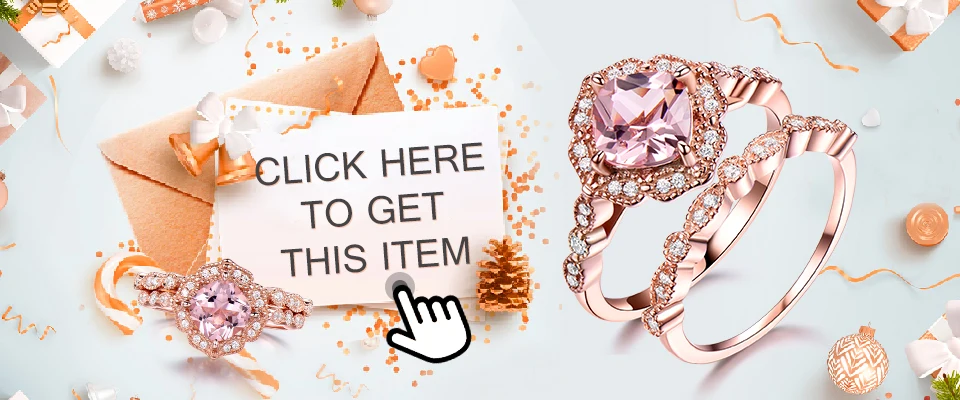 925 Sterling Silver Rings Nano Morganite Rings Plated Rose Gold 7mm Ring Double Rings