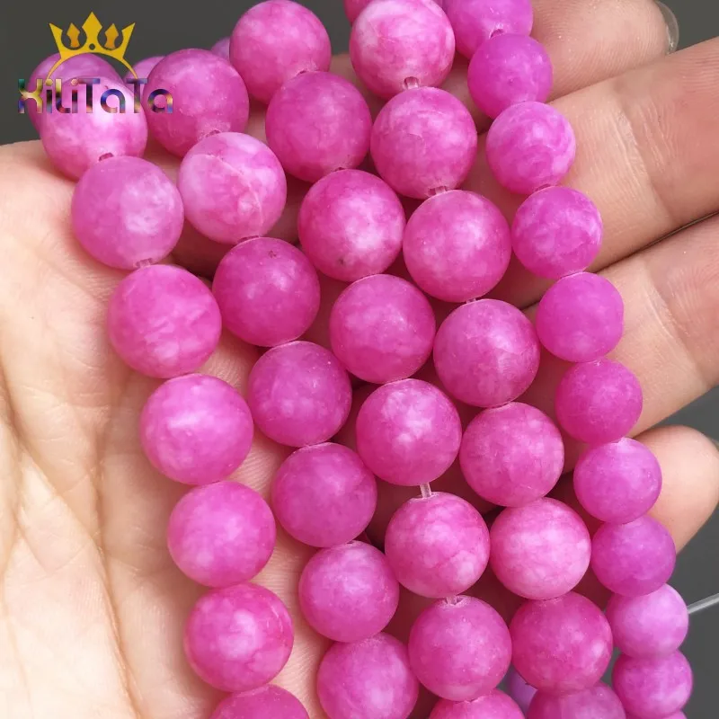 

Natural Jades Stone Beads Rose Red Matte Round Loose Spacer Beads For Jewelry Making DIY Bracelets Necklace 15'' Strand 6/8/10mm