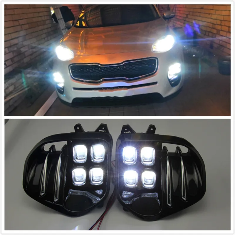 Противотуманные фары от изготовителя лампы подходят для Kia Sportage QL KX5 Светодиодный дневной ходовой свет набор Авто белый светодиод для автомобиля DRL свет