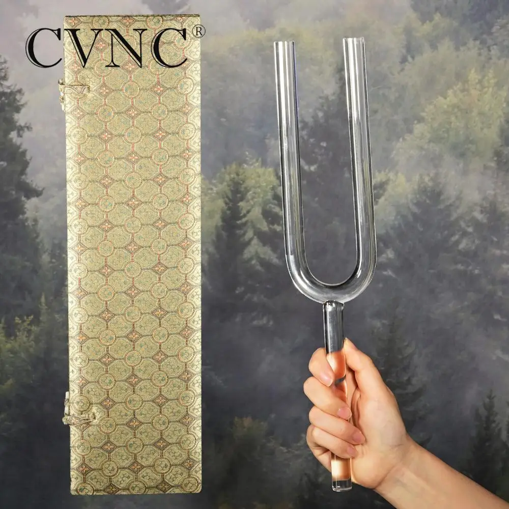 

CVNC 528Hz 16mm Note C 5 Octave Clear Quartz Crystal Singing Tuning Fork Meditation with box