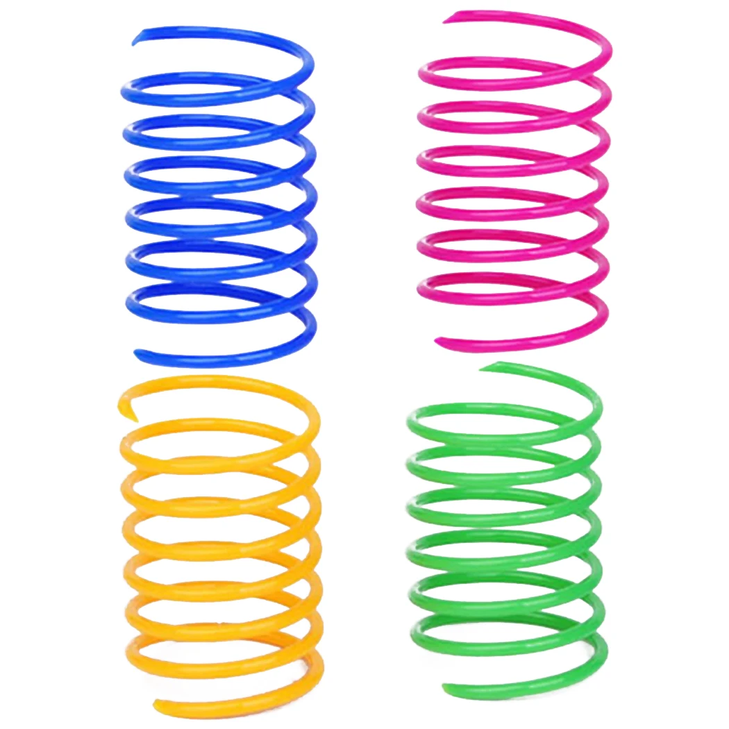 4PCS Cat Spring Toy Creative Cat Pet Play For Cats Kitten Colorful Coil Spiral Springs Pet Action Wide Durable Interactive Toys