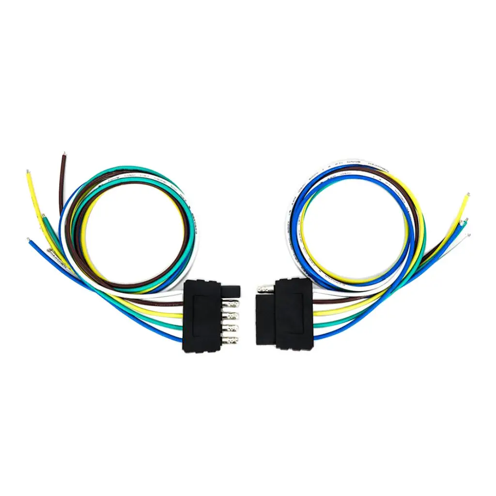 5Pin Flat Trailer Cable Set Light Plug 4*18 AWG Wire Harness Connector For Caravan Auto Adapters Sockets 5x18AWG | Автомобили и