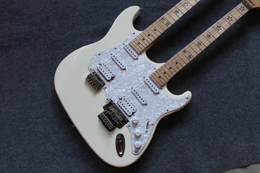 Электрогитара. 12-6 струн с двойной шеей белый gitaar. oem guitarra. Реальные фотографии