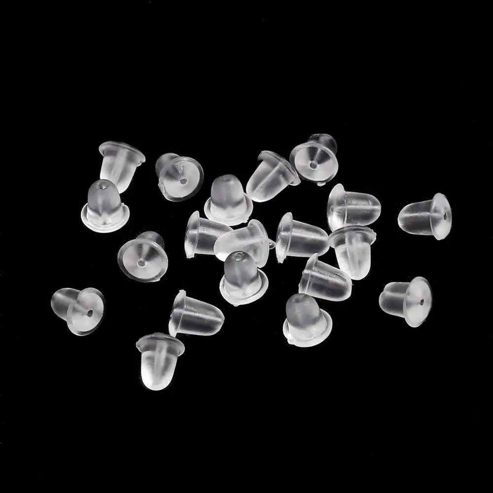 200pcs/lot Rubber Earring Back Silicone Round Ear Plug Blocked Caps