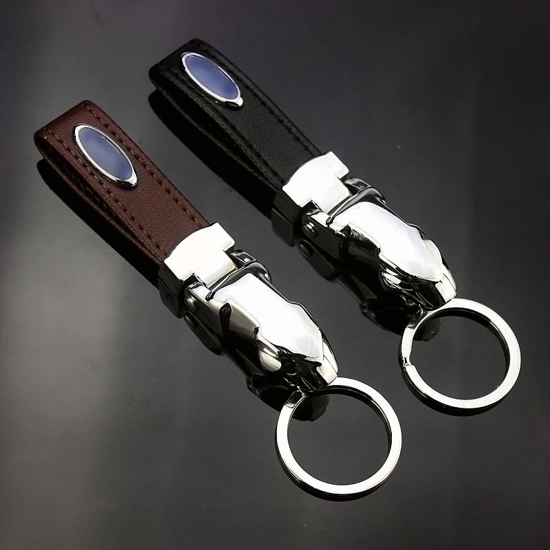 

NEW 3D Metal Leopard Head Leather Key Chains Rings Holder For Ford 2 3 4 5 mk2 mk3 mk4 mk5 mk7 ranger fiesta Car Accessories