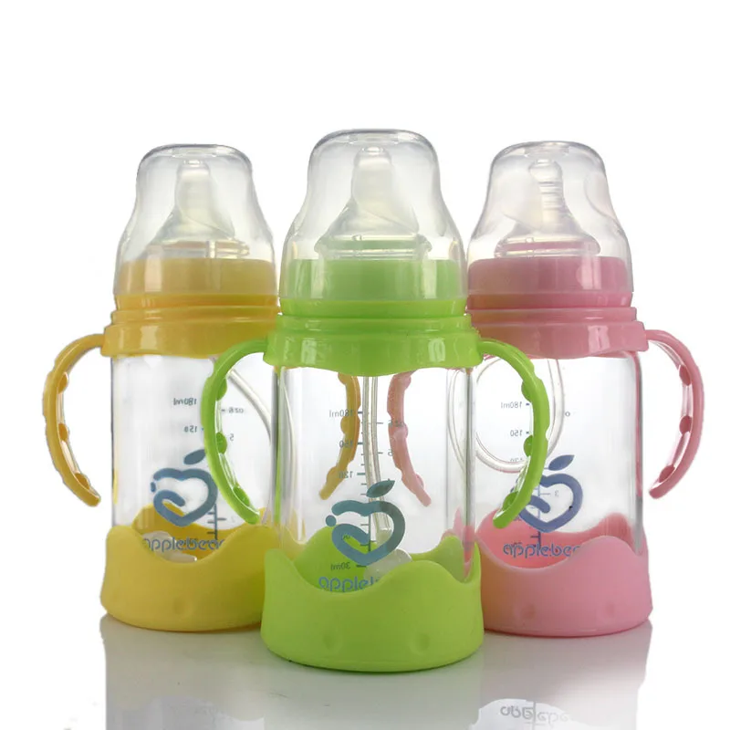 

Apple bear Students Feeding Bottle Baby Glass Feeding Bottles Shatter-resistant Wide Aperture BABY'S Feeding Bottle 180 Ml