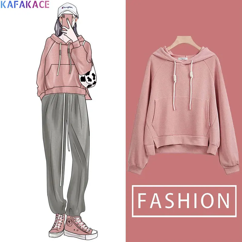 

KAFAKACE 2020 Women Hoodies & Sweatshirts Basic Solid Hoodies Tops&Tees Casual Long Sleeve Sweatshirts New 6 Colors Pullover