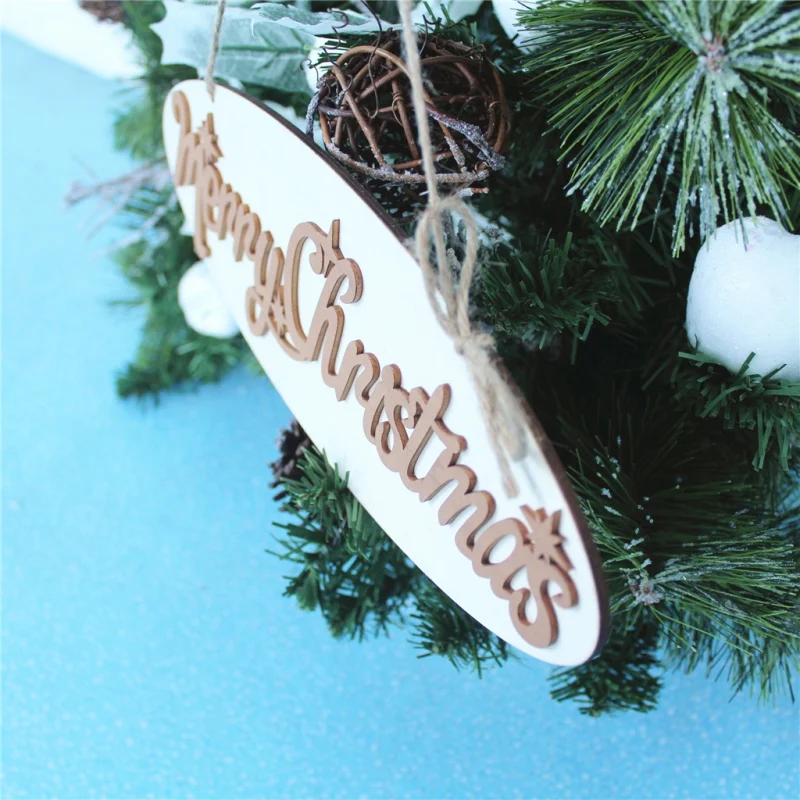 Деревянная надпись "веселого Рождества" знак с подвесной веревкой для рождественской елки дома двери окна Декор
