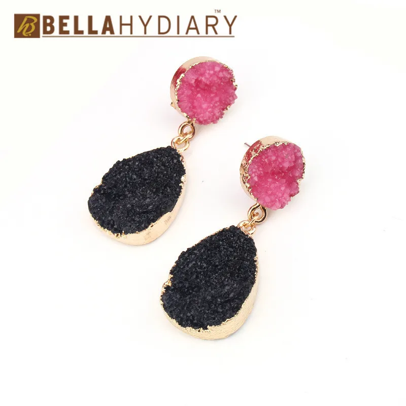 Fashion Green Druzy Resin Earrings Wedding Water Drop Earrings For Women Statement Jewelry Earrings Pendientes Mujer Moda 2019 (3)