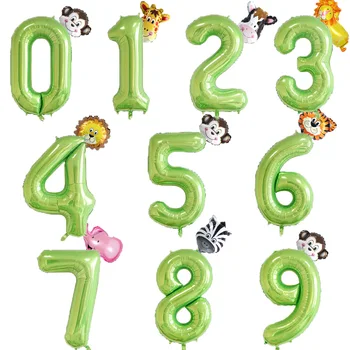 

40inch Foil Number Balloons Fruit Green Number Ballon Jungle Party Helium Balloon Kids Boy Birthday Baby Shower Globos Decor