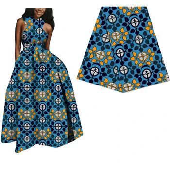 

Blue Print African Ankara Real Wax Fabric For Women Men Clothes 6Yards Batik Cloth Fabric Real Wax Fabric For Dress 531